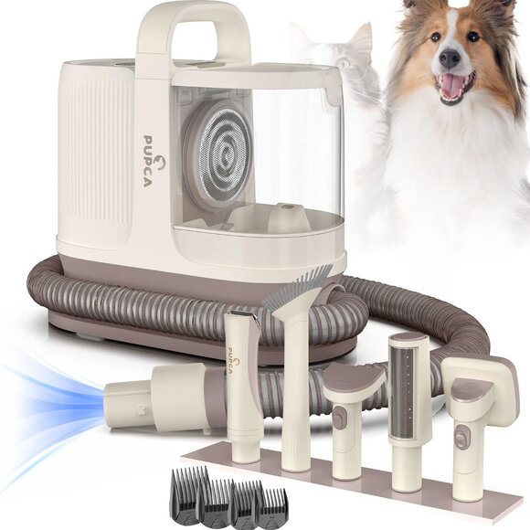 Dog Grooming Vacuum Kit‎ | 6-in-1 Pet Clippers, Shedding Brush & Hair Collector - Picture 7 of 9